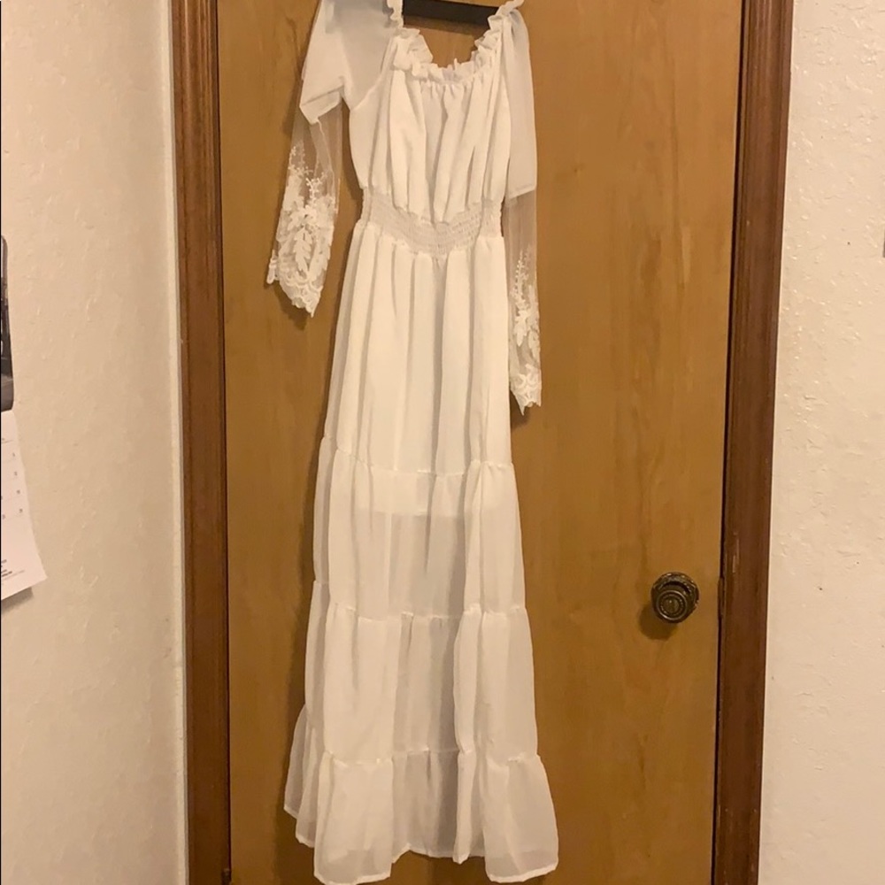 White dress/ lace/ see thru